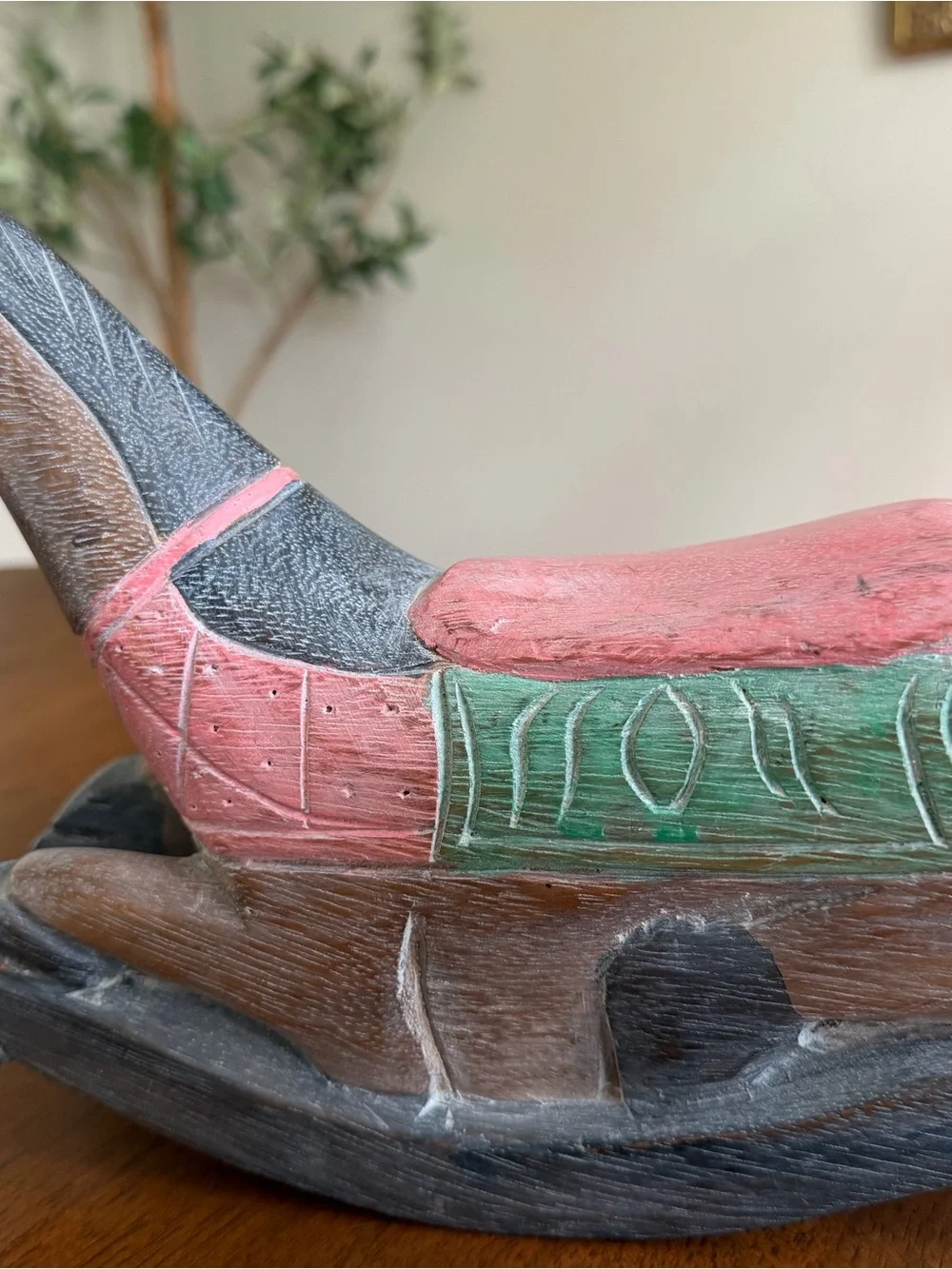 Hand-Carved Thai Wooden Rocking Horse – Hand Painted Folk Art
